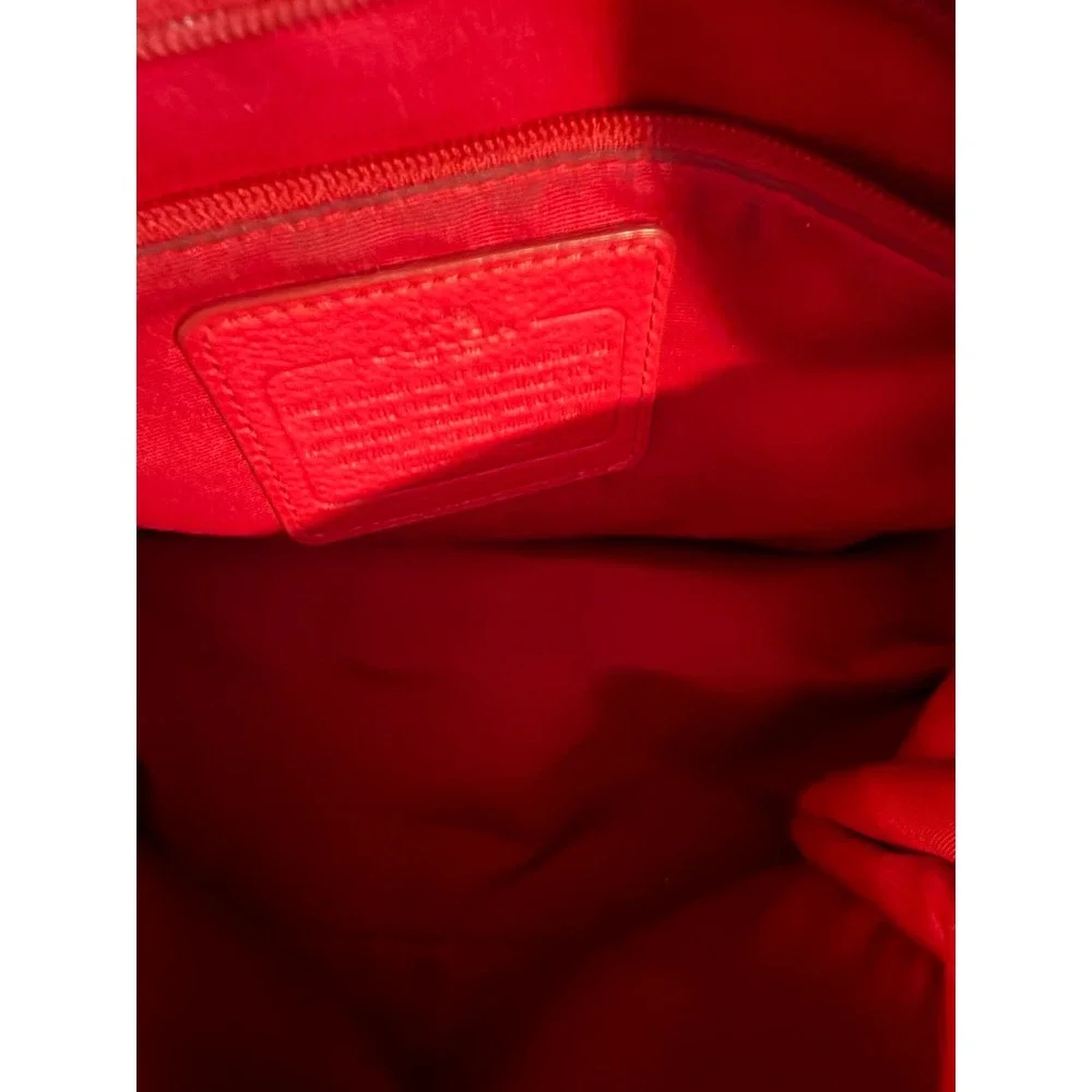 Coach Red Pebbled Leather Satchel Bag Gold Hardware Handbag